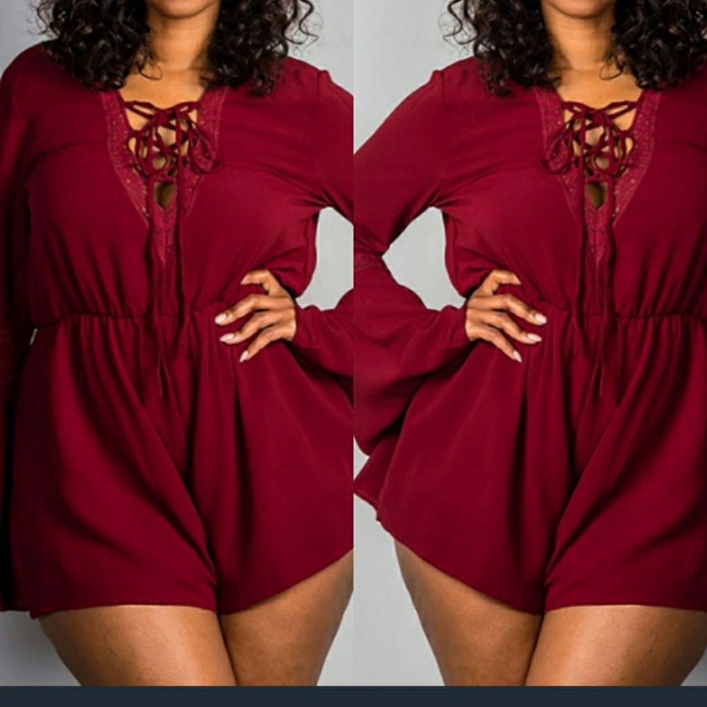 Low Stock! 1x - 3x Brandy Burgundy Romper